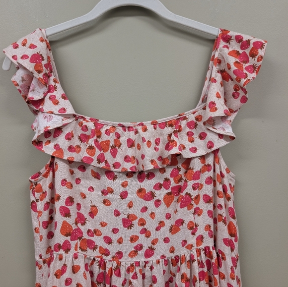 Ann Taylor Linen Blend Strawberry Print Dress Size 4 - Picture 10 of 11
